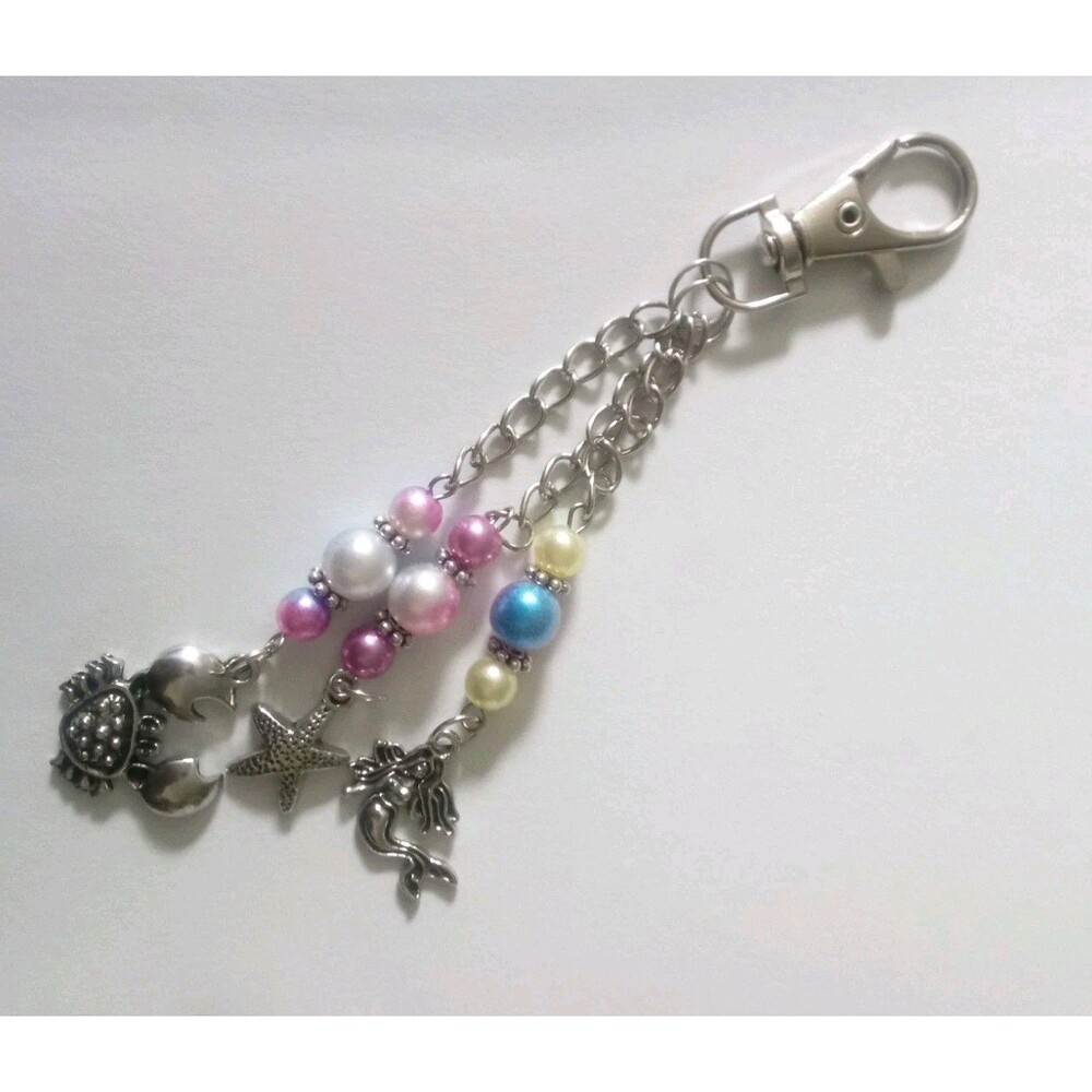 Beaded Charm Dangle For Backpack Bag Zipper Anything Pink Sea Theme